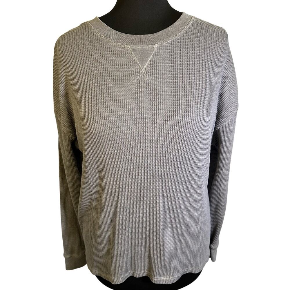 Seven7 Gray Waffle Knit Thermal Size L Long Sleeve Outdoor Base Layer